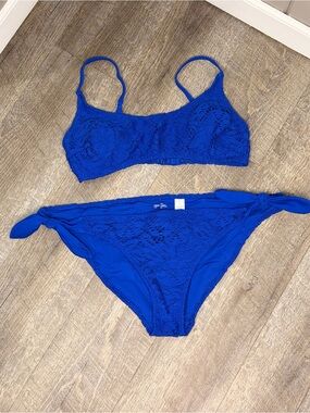 NWOT aerie Blue Crochet Bikini Two-Piece Set